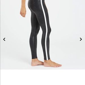 Faux Leather Side Stripe Leggings